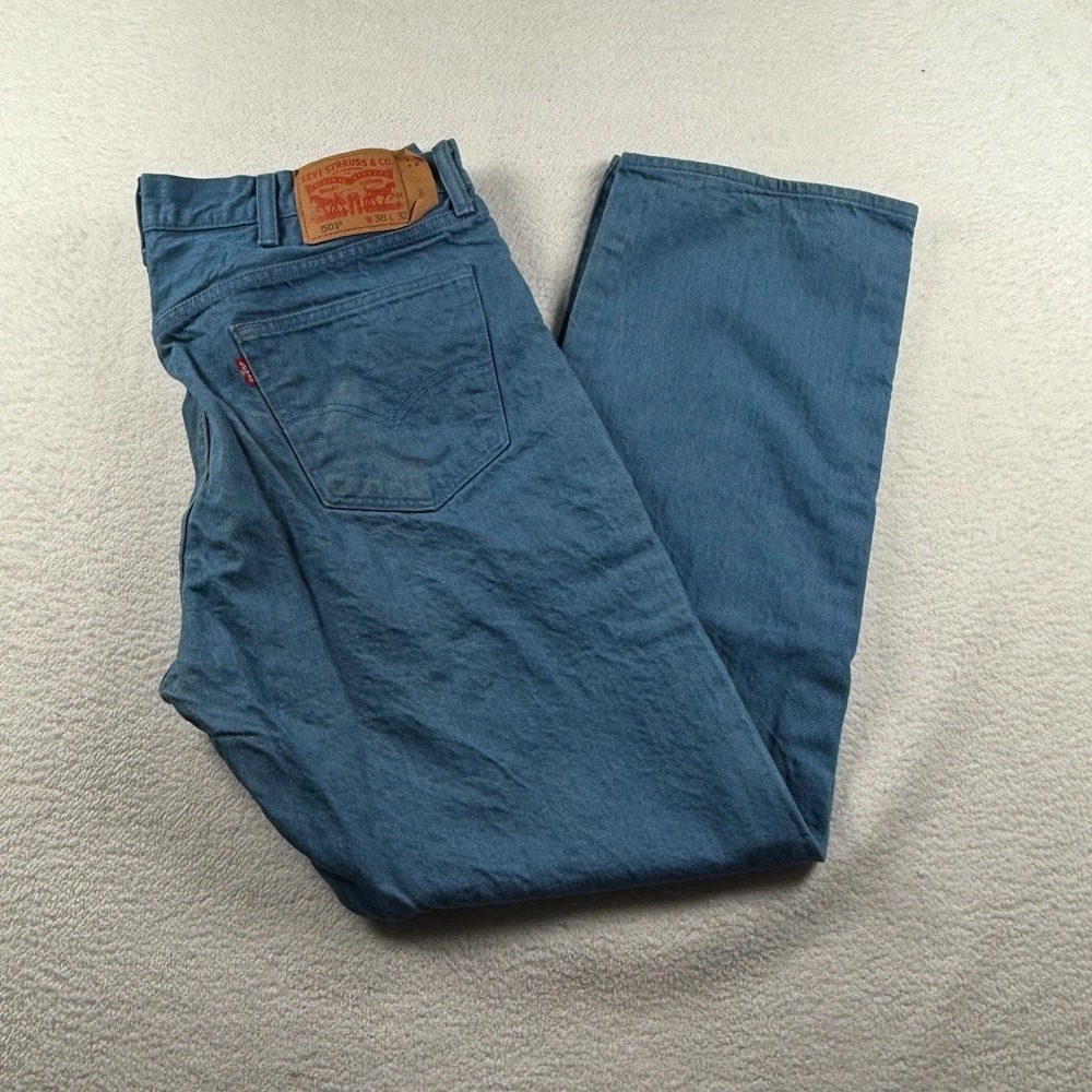 Levi's 501 Jeans Men 38x32 Blue Everyday Wear Classic Original Fit‎ Straight Leg